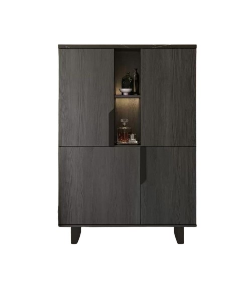 Vetrina credenza Zaira 2 ante palissandro nero 110x49x159h