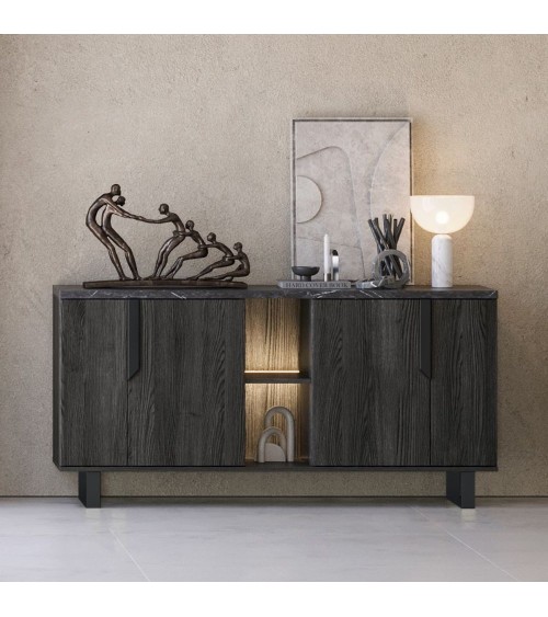 Madia Zaira 4 ante colore palissandro nero Zaira 165x49x83h