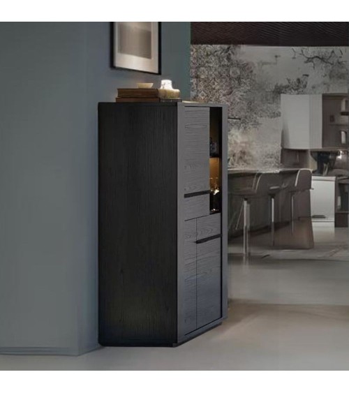 Vetrina credenza Alce 2 ante nero con particolari oro