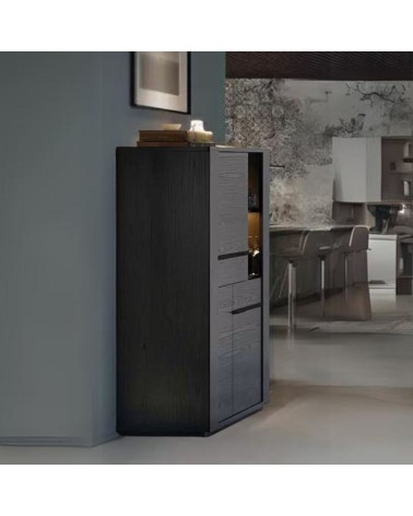 Vetrina credenza Alce 2 ante nero con particolari oro