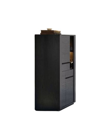 Vetrina credenza Alce 2 ante nero con particolari oro