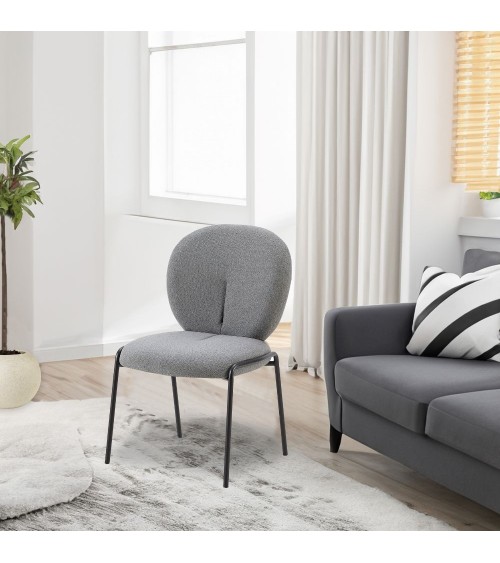 Sedia da pranzo Sirio tessuto teddy grigio set 2 pezzi
