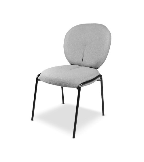 Sedia da pranzo Sirio tessuto teddy grigio set 2 pezzi