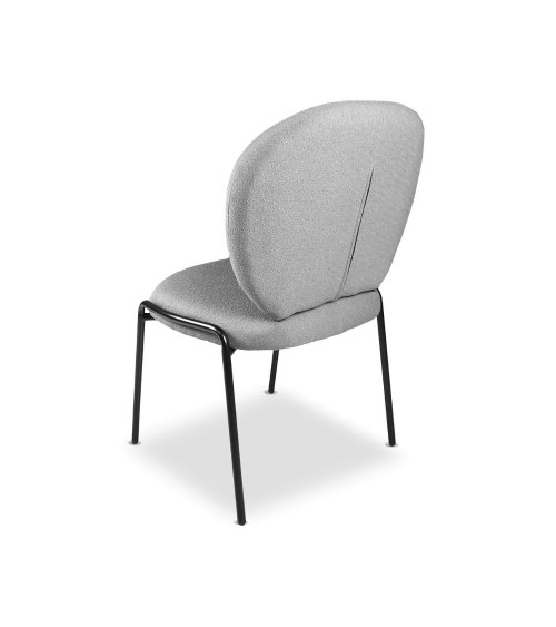 Sedia da pranzo Sirio tessuto teddy grigio set 2 pezzi