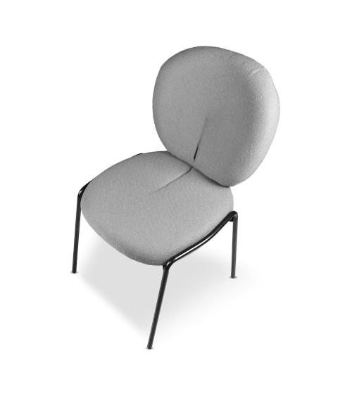 Sedia da pranzo Sirio tessuto teddy grigio set 2 pezzi