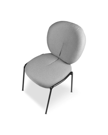 Sedia da pranzo Sirio tessuto teddy grigio set 2 pezzi