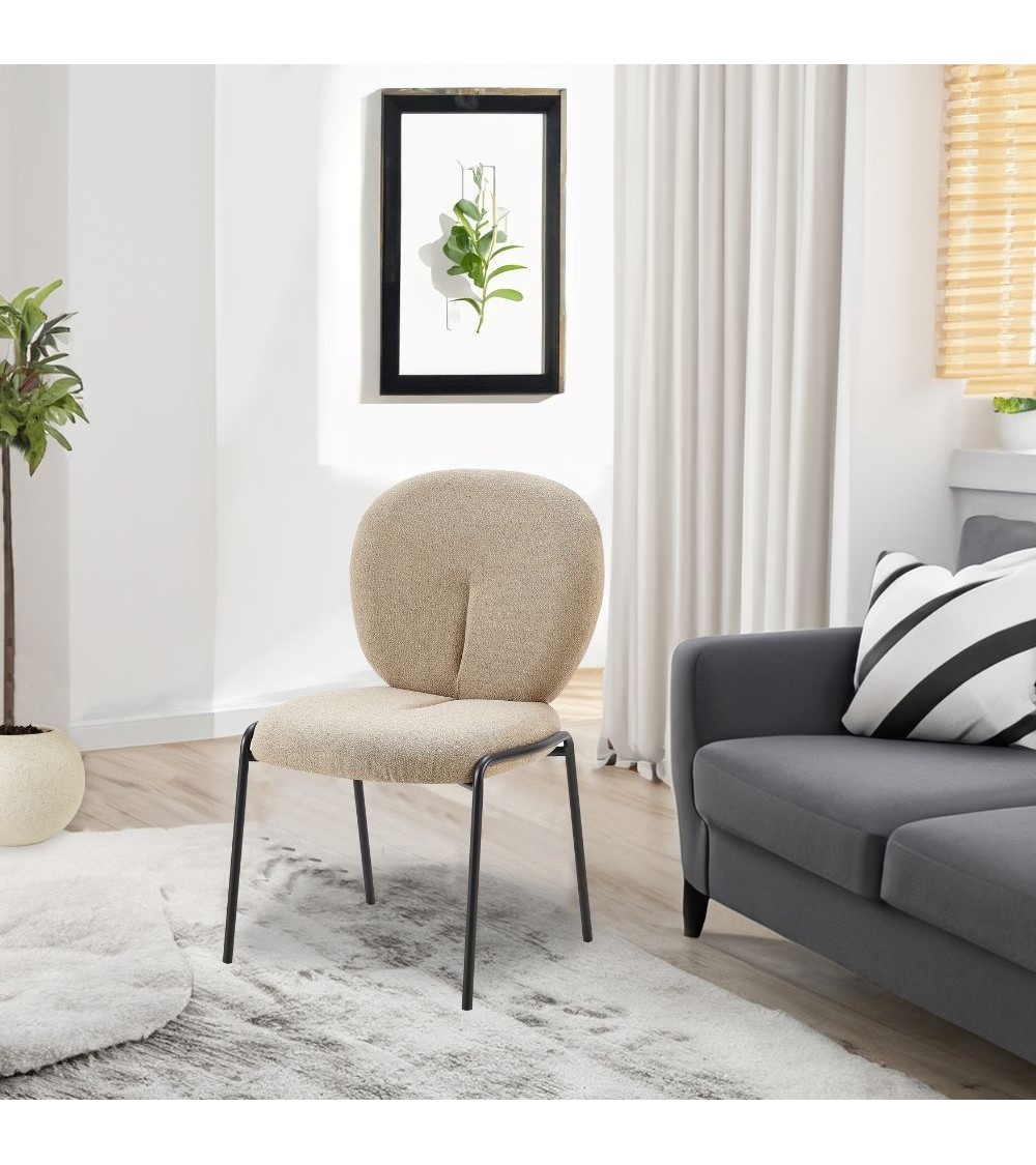 Sedia da pranzo Sirio tessuto teddy beige set 2 pezzi