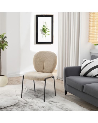 Sedia da pranzo Sirio tessuto teddy beige set 2 pezzi