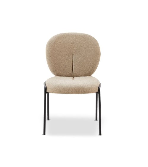 Sedia da pranzo Sirio tessuto teddy beige set 2 pezzi