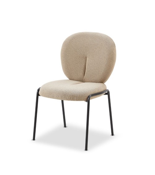 Sedia da pranzo Sirio tessuto teddy beige set 2 pezzi