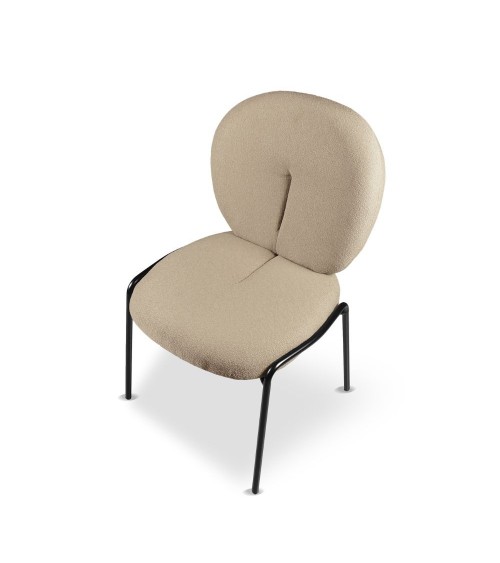 Sedia da pranzo Sirio tessuto teddy beige set 2 pezzi