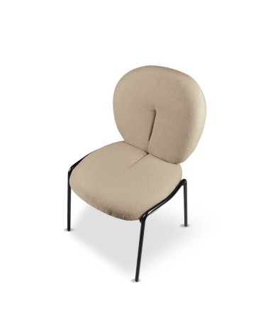 Sedia da pranzo Sirio tessuto teddy beige set 2 pezzi