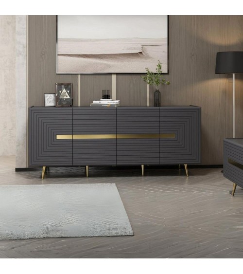 Madia Jose 4 ante antracite con particolari oro 180x47x75h