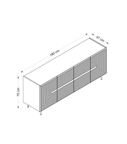 Madia Jose 4 ante antracite con particolari oro 180x47x75h