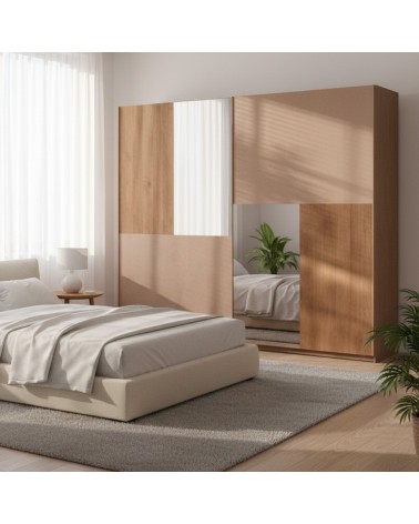 Armadio Quinn 2 ante scorrevoli con specchi colore bronzo noce mercure
