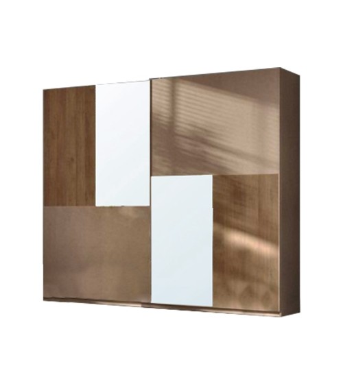 Armadio Quinn 2 ante scorrevoli con specchi colore bronzo noce mercure