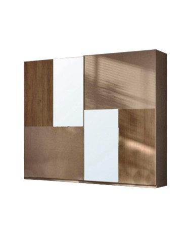 Armadio Quinn 2 ante scorrevoli con specchi colore bronzo noce mercure