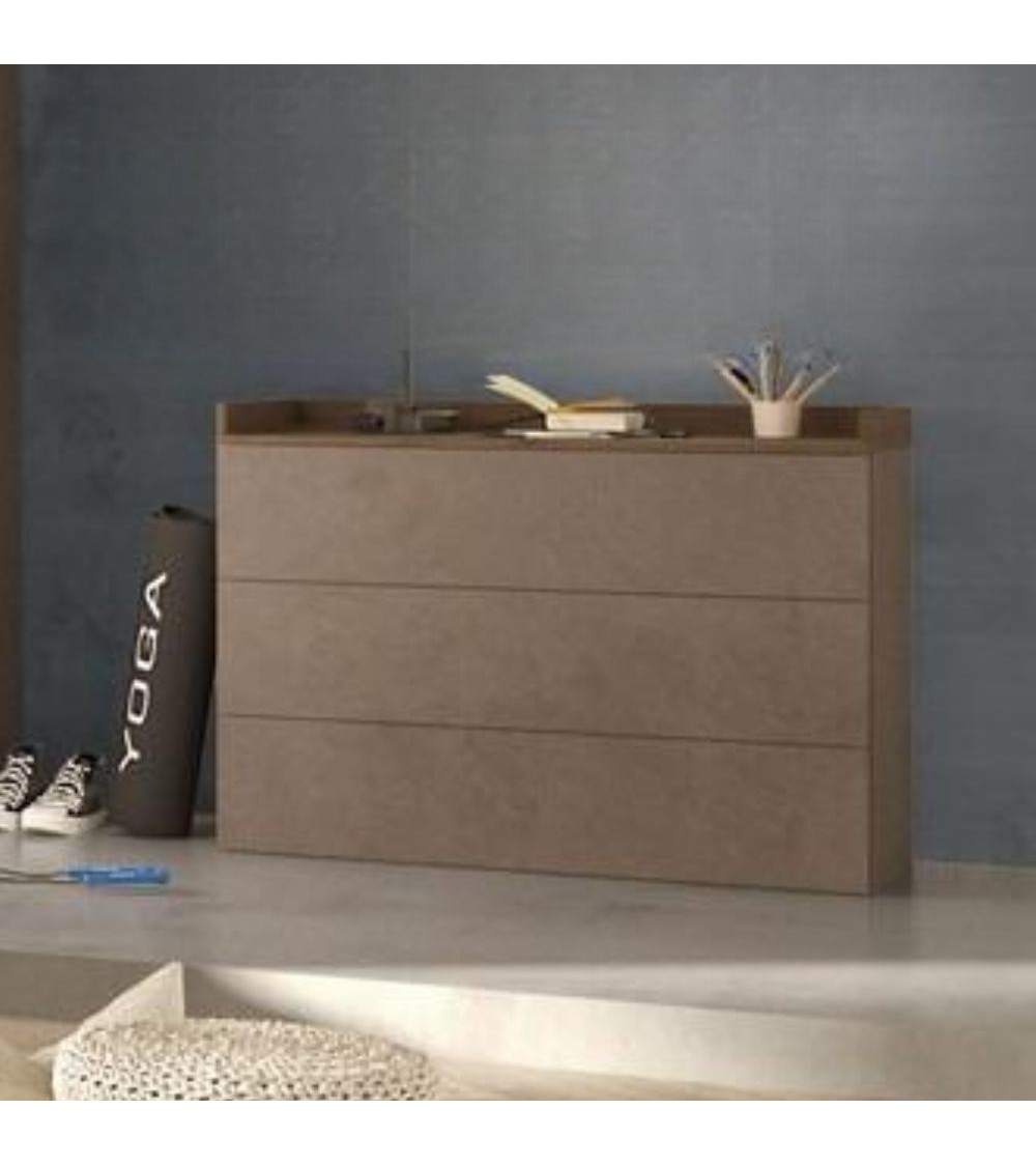 Comò Quinn 3 cassetti colore bronzo noce mercure