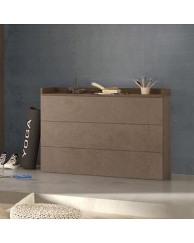 Comò Quinn 3 cassetti colore bronzo noce mercure