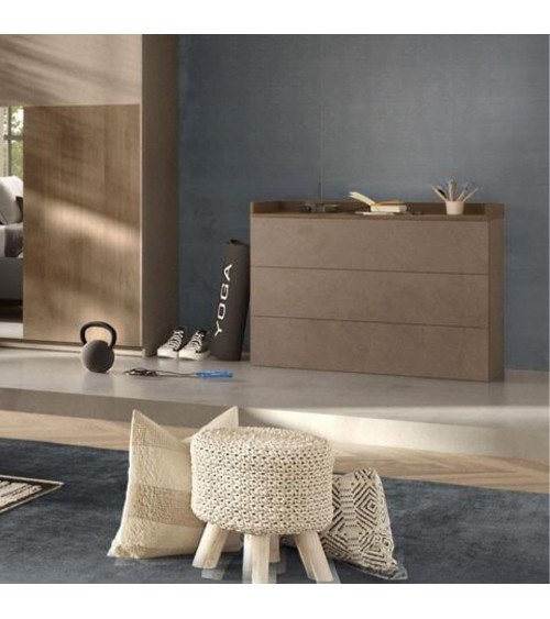 Comò Quinn 3 cassetti colore bronzo noce mercure