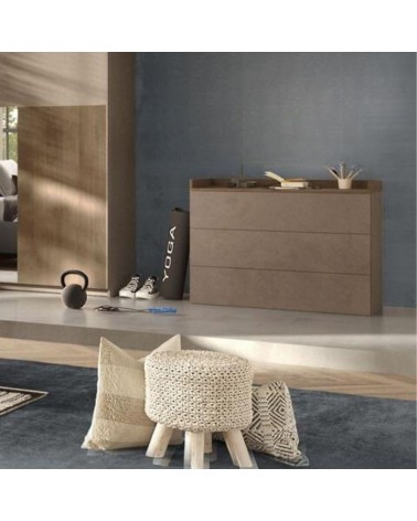 Comò Quinn 3 cassetti colore bronzo noce mercure