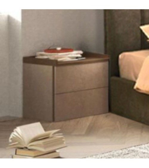 Comodino Quinn 2 cassetti colore bronzo noce mercure