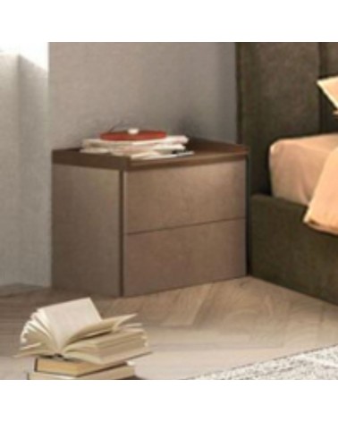 Comodino Quinn 2 cassetti colore bronzo noce mercure