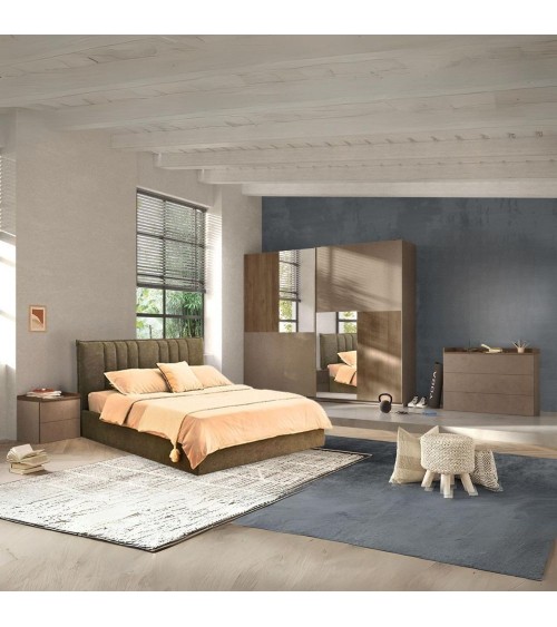 Comodino Quinn 2 cassetti colore bronzo noce mercure