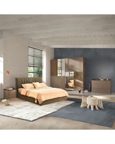 Comodino Quinn 2 cassetti colore bronzo noce mercure