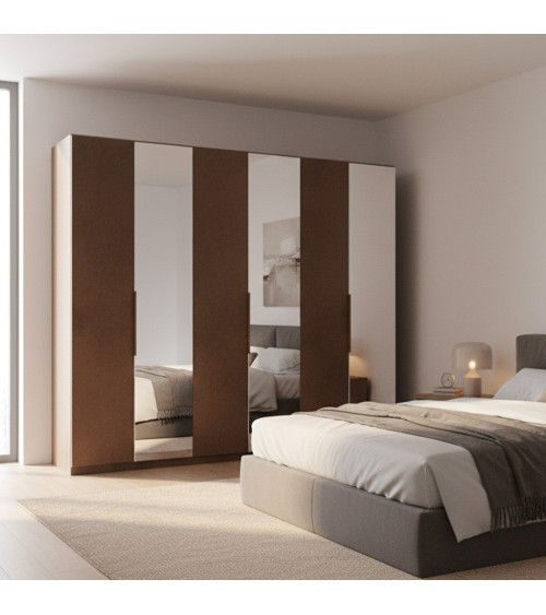 Armadio Mustella 6 ante battenti con specchi bronzati
