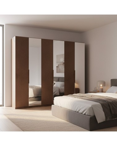 Armadio Mustella 6 ante battenti con specchi bronzati