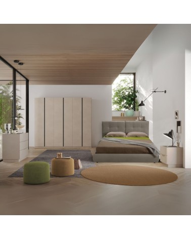 Camera da letto Musto con letto contenitore colore cashmere e antracite