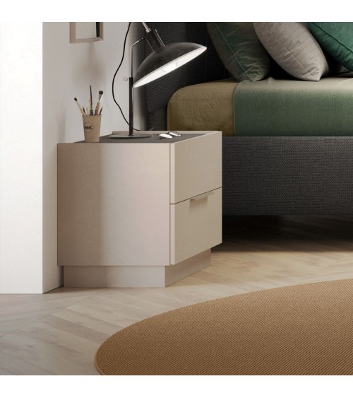 Comodino Musto 2 cassetti colore cashmere e antracite
