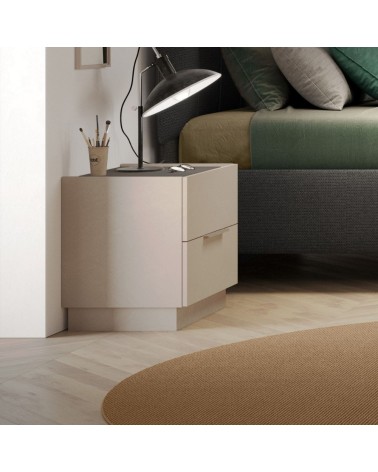 Comodino Musto 2 cassetti colore cashmere e antracite