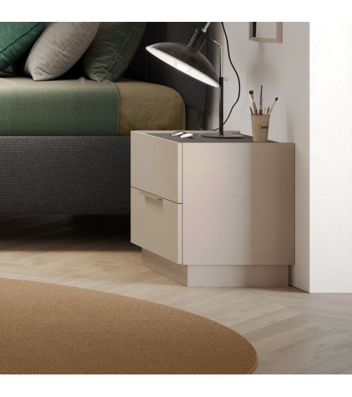 Comodino Musto 2 cassetti colore cashmere e antracite
