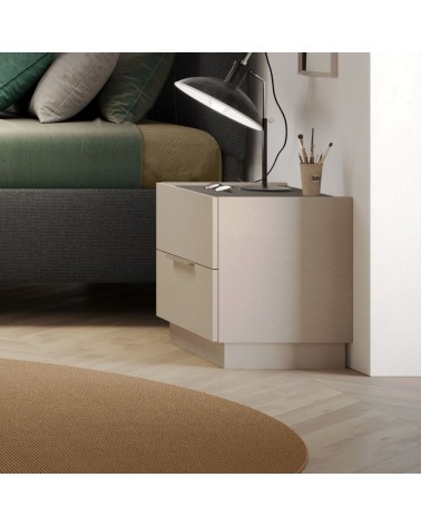 Comodino Musto 2 cassetti colore cashmere e antracite