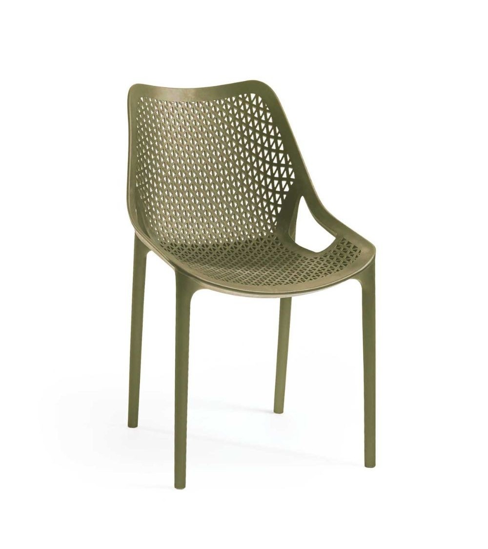 Sedia Bilros polipropilene verde oliva set 4 pezzi