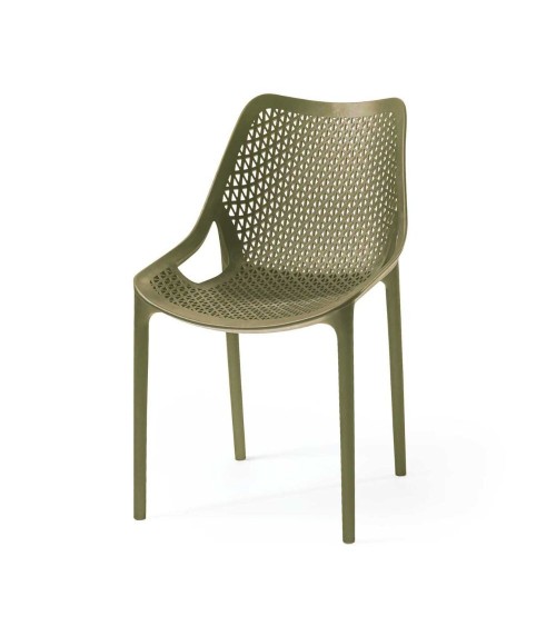 Sedia Bilros polipropilene verde oliva set 4 pezzi