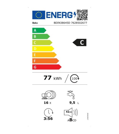 Lavastoviglie Beko BDIN38645D cm.60 scomparsa totale 16 coperti classe C