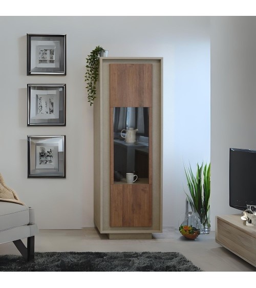 Vetrina Open con anta noce mercure e cashmere