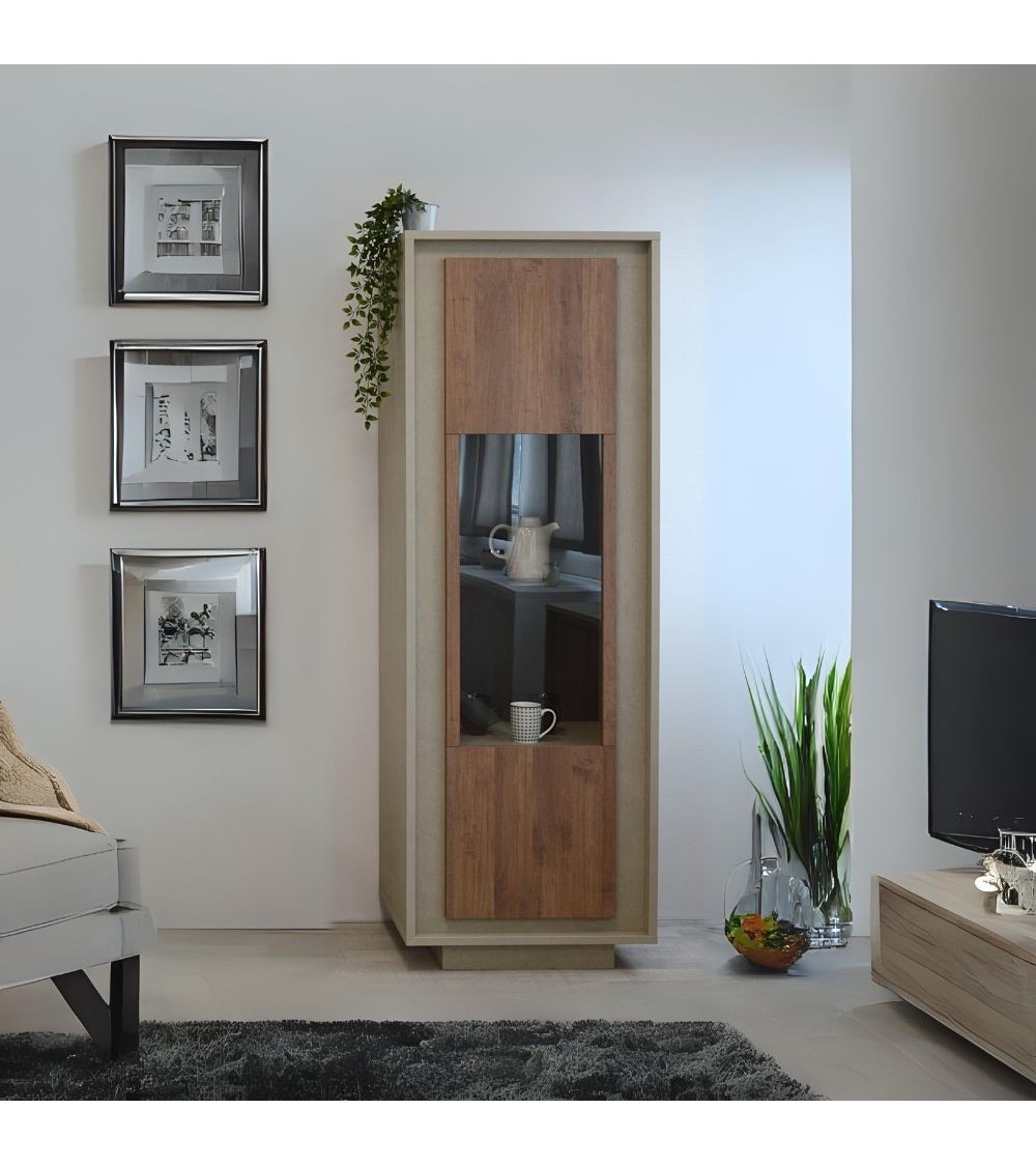 Vetrina Open con anta noce mercure e cashmere