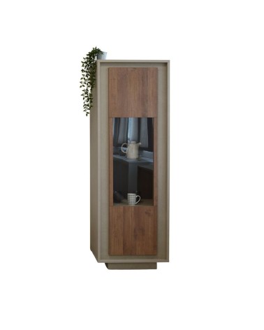 Vetrina Open con anta noce mercure e cashmere