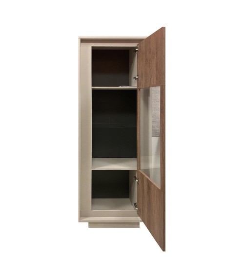 Vetrina Open con anta noce mercure e cashmere