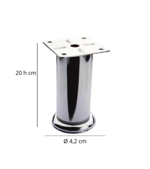 Piede in metallo diametro 4,2 altezza 20 cm cromato