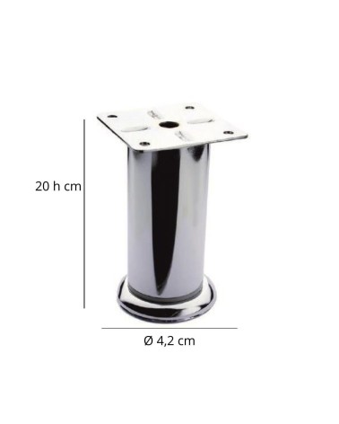 Piede in metallo diametro 4,2 altezza 20 cm cromato
