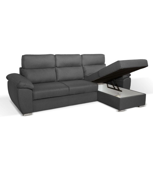 Divano Como II con penisola contenitore grigio Twist20