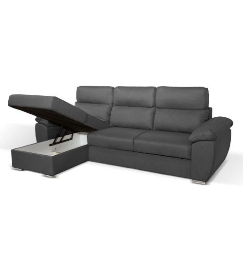 Divano Como II con penisola contenitore grigio Twist20