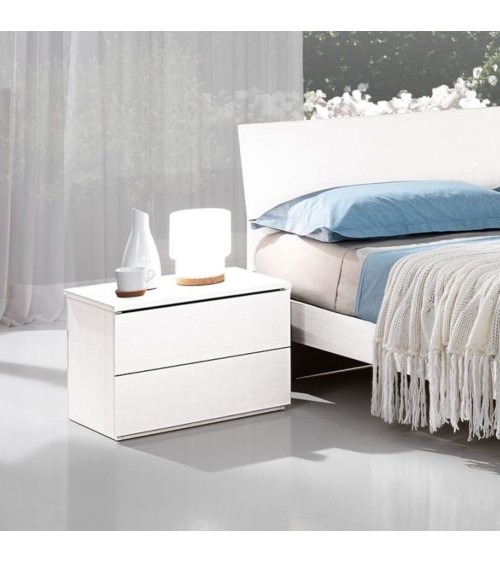 Comodino Manitoba 2 cassetti colore bianco