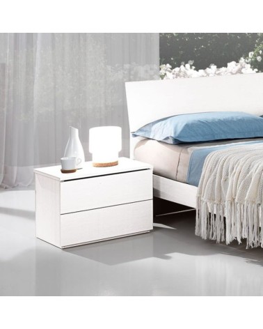 Comodino Manitoba 2 cassetti colore bianco