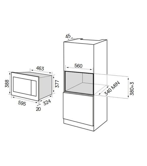 Forno a microonde MKMW3820PRXS da incasso acciaio inox 20 LT Maste Kitchen